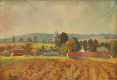 Nasta Rojc, Autumn Field, oil on plywood
