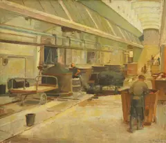 Mirko Rački, Factory in Varaždin, oil on canvas