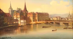 Karl Kaufmann, Vedută în Lucerne, ulei pe lemn