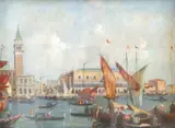 A. Zanini, Vedere spre Piața San Marco, ulei pe carton