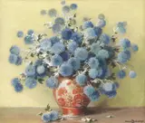 Maurice Décamps, Buchet de ciulini albaștri, ulei pe pânză