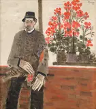 În cerdac by Sorin Ilfoveanu, 1984, ulei pe pânză, sold Feb 2024