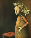 L'homme au tabouret by Georges Mazilu, ulei pe pânză, sold Feb 2024