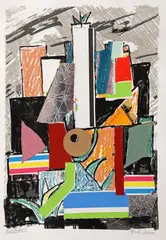 Architecture by Marcel Janco, colaj și litografie, sold Feb 2024