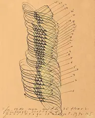The Cake Man with 25 Floors by Paul Neagu, 1971, semnat, datat, intitulat și localizat central jos, cu negru, "Paul Neagu, concept, 1971.22.II, The Cake Man with 25 Floo, sold Feb 2024