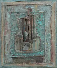 Memoria Zidului by Stefan Ramniceanu, 1995, ulei, nisip și colaj pe pânză, sold Feb 2024