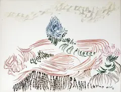 Jacques Hérold, Paysage surréaliste, 1982, acuarelă și guașă pe hârtie