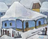 Alexandru (Sandor) Mohy, Iarna la sat, ulei pe carton