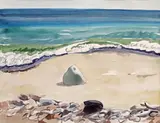 Anamaria Smigelschi, La malul mării, 1991, acuarelă pe hârtie
