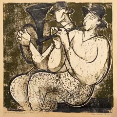 Eva Cerbu, Muzicanți, 1963, xilogravură