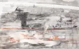 Eugen Raportoru, Peisaj urban, 2020, cărbune pe pânză