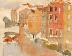 Ion Țuculescu, Peisaj la Veneția, acuarelă pe hârtie