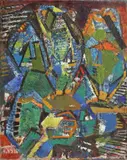 Țărănci la sfat by Wanda Sachelarie Vladimirescu, ulei pe pânză, sold Feb 2024