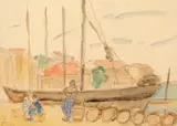 Theodor Pallady, Velier la Saint Tropez, acuarelă și creion pe hârtie