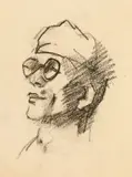 Autoportret (Artistul la 23 de ani) by Alexandru Ciucurencu, cărbune pe hârtie, sold Feb 2024