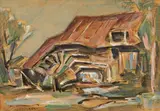 La moară by Gheorghe Petrașcu, 1939, acuarelă și tempera pe hârtie lipită pe carton, sold Feb 2024
