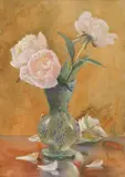 Nicolae Grant, Bujori, acuarelă pe hârtie