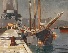 Ion Taralunga, În port, ulei pe pânză lipită pe carton