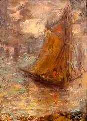Kimon Loghi, Apus la Concarneau, ulei pe carton