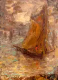 Kimon Loghi, Apus la Concarneau, ulei pe carton