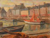 Paul Scorţescu, Port în Bretania, ulei pe carton