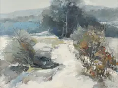 Ion Șinca, Peisaj de iarnă, 1995, ulei pe pânză