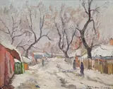 Gheorghe Ionescu Doru, Peisaj de iarnă, ulei pe placaj
