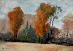 Costin Neamtu, Margine de pădure, pastel pe hârtie