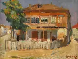 Case la Balcic by Octavian Angheluță, ulei pe placaj, sold Feb 2024