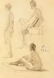 Ipostaze by Alexandru Ciucurencu, 1946, creion pe hârtie, sold Feb 2024