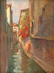 Veneția by Marin H. Georgescu, 1924, ulei pe lemn, sold Feb 2024