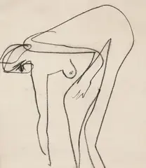 La baie by George Apostu, anii '70, cărbune pe hârtie, sold Feb 2024