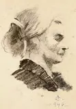 Ana by Alexandru Ciucurencu, 1946, cărbune pe hârtie, sold Feb 2024