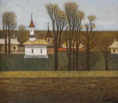 Ion Grigore, Bisericuță la marginea satului, 2006, ulei pe pânză