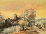 Ion Șinca, Apus de soare, 1996, ulei pe pânză