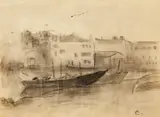 Chioggia by Alexandru Ciucurencu, cărbune pe hârtie, sold Feb 2024