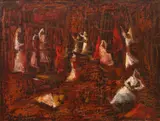 Dans by Magdalena Rădulescu, ulei pe pânză lipită pe carton, sold Feb 2024