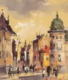 Radu Darânga, Vedere din București, ulei pe carton