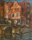 Amsterdam by Virgiliu Demetrescu Duval, 1973, ulei pe pânză, sold Feb 2024