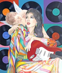 Adina Tigoan, Angelic Sound, 2023, ulei pe pânză