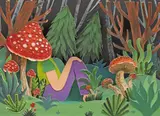 Andreea Moise, Nature Calling, 2023, guașă și colaj pe hârtie
