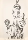 Ștefan Câlția, Om cu papagal, 1977, litografie