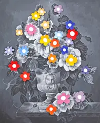 Beaver, Flowers for Agamemnon, 2021, acrilic și colaj pe pânză