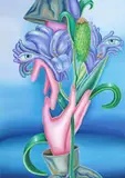 Arina Bican, Alien Flowers, 2023, ulei pe pânză