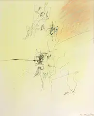 Octav Grigorescu, Anxietate, 1970, tuș, cerneală, acuarelă și creioane colorate pe hârtie