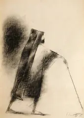 Ion Iancuț, Călător, 1985, cărbune pe hârtie