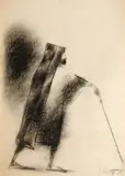 Ion Iancuț, Călător, 1985, cărbune pe hârtie