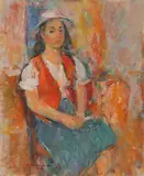 Ion Musceleanu, Pălăria albă, 1984, ulei pe pânză lipită pe carton