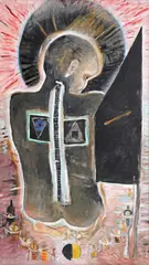 Paula Ribariu, Înger privind (Angel watching), 2007, ulei pe pânză