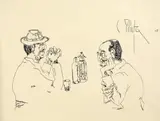 La cârciumă by Constantin Piliuță, 1997, peniță pe hârtie, sold Jan 2024
